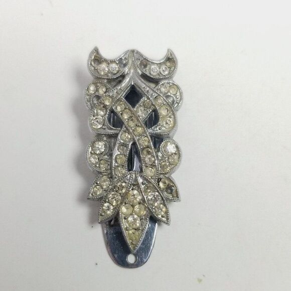 Vintage Silver Tone Rhinestone Dress Shoe Clip, Retro 50s Style Sparkle, Estate - Picture 1 of 7